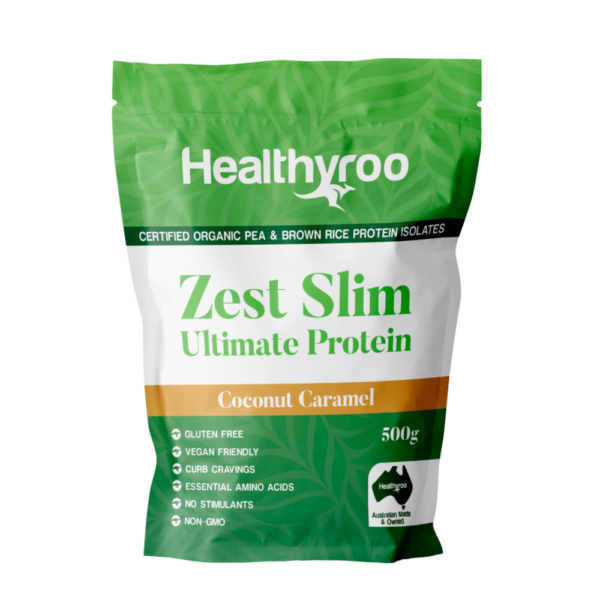 zest slim vegan protein coconut caramel